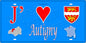 Plaque métal décorative 15X30 J' ❤️ Autigny, Seine Maritime (76) bleu carte