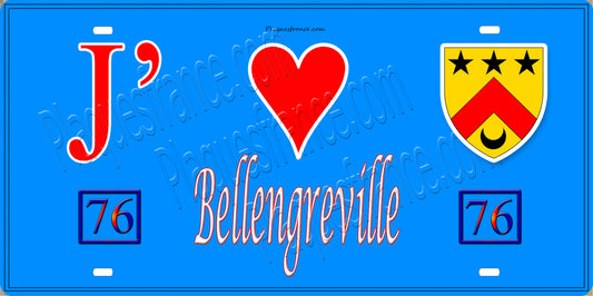 Plaque métal décorative 15x30 J' ❤️ Bellengreville, Seine Maritime (76) bleu