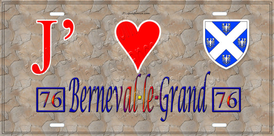 Plaque métal décorative  J' ❤️ Berneval-le-Grand, Seine Maritime (76) antique