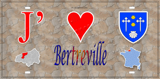 Plaque métal décorative 15X30 J' ❤️ Bertreville, Seine Maritime (76) (Copie) antique carte