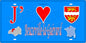 Plaque métal décorative 15X30 J' ❤️ Beuzeville-la-Guérard, Seine Maritime (76) bleu carte