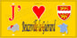Plaque métal décorative 15X30 J' ❤️ Beuzeville-la-Guérard, Seine Maritime (76) jaune carte