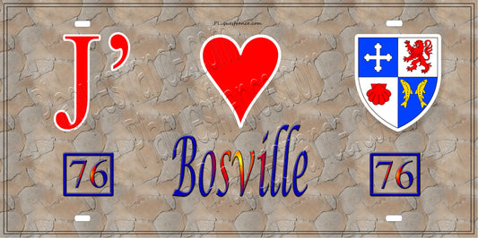 Plaque métal décorative 15X30 J' ❤️ Bosville, Seine Maritime (76) antique