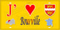 Plaque métal décorative 15X30 J' ❤️ Bourville, Seine Maritime (76) jaune carte