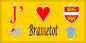 Plaque métal décorative 15X30 J' ❤️ Brametot, Seine Maritime (76) jaune carte
