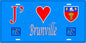 Plaque métal décorative  J' ❤️ Brunville, Seine Maritime (76) bleu