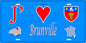 Plaque métal décorative  J' ❤️ Brunville, Seine Maritime (76) bleu carte