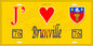 Plaque métal décorative  J' ❤️ Brunville, Seine Maritime (76) jaune