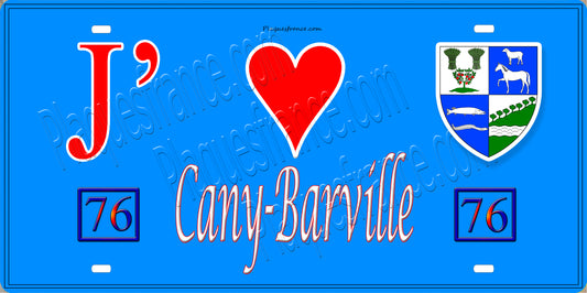 Plaque métal décorative 15X30 J' ❤️ Cany-Barville, Seine Maritime (76) bleu