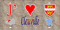 Plaque métal décorative 15X30 J' ❤️ Cléville, Seine Maritime (76) antique carte