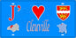 Plaque métal décorative 15X30 J' ❤️ Cléville, Seine Maritime (76) bleu carte