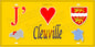 Plaque métal décorative 15X30 J' ❤️ Cléville, Seine Maritime (76) jaune carte