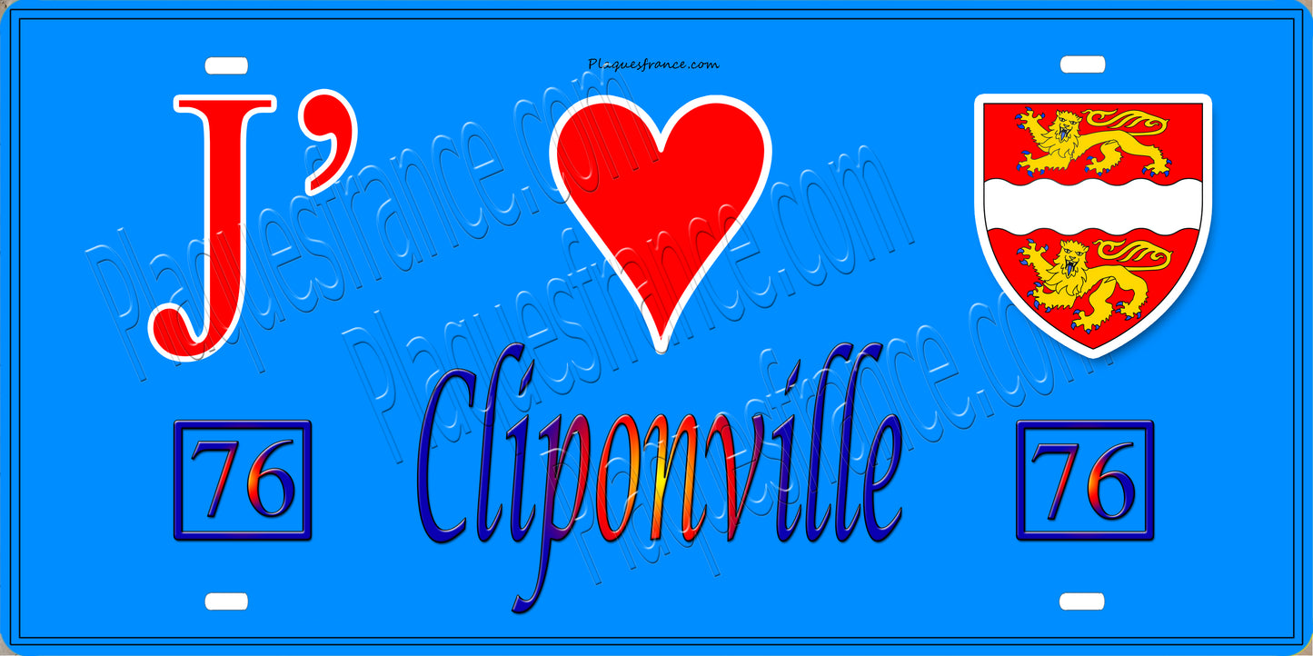 Plaque métal décorative 15X30 J' ❤️ Cliponville, Seine Maritime (76)