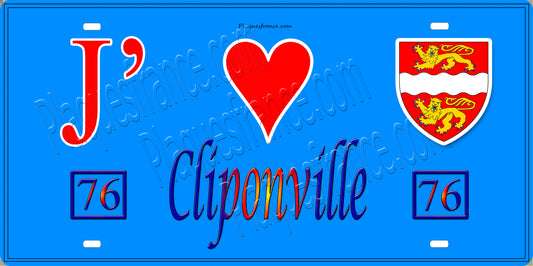 Plaque métal décorative 15X30 J' ❤️ Cliponville, Seine Maritime (76)