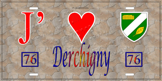 Plaque métal décorative  J' ❤️ Derchigny, Seine Maritime (76) antique