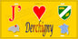 Plaque métal décorative  J' ❤️ Derchigny, Seine Maritime (76) jaune carte