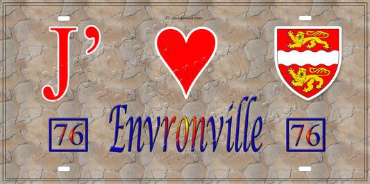 Plaque métal décorative 15X30 J' ❤️ Envronville, Seine Maritime (76) antique