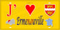 Plaque métal décorative 15X30 J' ❤️ Ermenouville, Seine Maritime (76) jaune carte