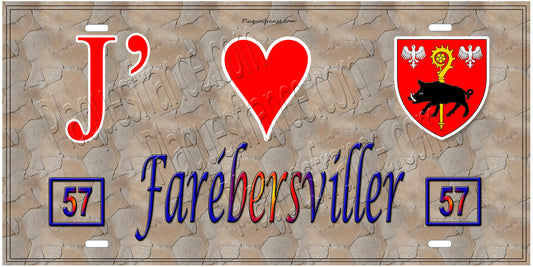 PlaquePlaque métal décorative 15 x 30 cm fond mur antique 57 J' ❤️ Farébersviller, canton Freyming-Merlebach Moselle 57