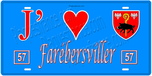 PlaquePlaque métal décorative 15 x 30 cm fond mur bleu 57 J' ❤️ Farébersviller, canton Freyming-Merlebach Moselle 57