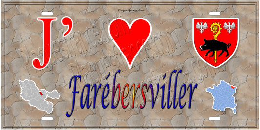 PlaquePlaque métal décorative 15 x 30 cm fond mur antique carte J' ❤️ Farébersviller, canton Freyming-Merlebach Moselle 57