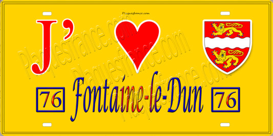 Plaque métal décorative 15X30 J' ❤️ Fontaine-le-Dun, Seine Maritime (76) jaune