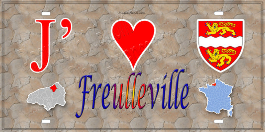 Plaque métal décorative 15x30 J' ❤️ Freulleville, Seine Maritime (76) atique carte