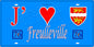 Plaque métal décorative 15x30 J' ❤️ Freulleville, Seine Maritime (76) bleu