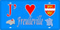 Plaque métal décorative 15x30 J' ❤️ Freulleville, Seine Maritime (76) bleu carte