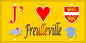 Plaque métal décorative 15x30 J' ❤️ Freulleville, Seine Maritime (76) jaune carte