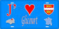 Plaque métal décorative  J' ❤️ Glicourt, Seine Maritime (76) bleu carte