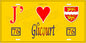 Plaque métal décorative  J' ❤️ Glicourt, Seine Maritime (76) jaune
