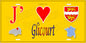 Plaque métal décorative  J' ❤️ Glicourt, Seine Maritime (76) jaune carte