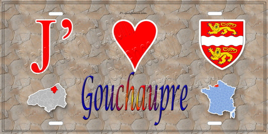 Plaque métal décorative  J' ❤️ Gouchaupre, Seine Maritime (76) antique carte