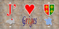 Plaque métal décorative 10x30 J' ❤️ Grèges, Seine Maritime (76) géo
