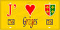 Plaque métal décorative 10x30 J' ❤️ Grèges, Seine Maritime (76) jaune