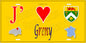 Plaque métal décorative  J' ❤️ Greny, Seine Maritime (76) jaune carte