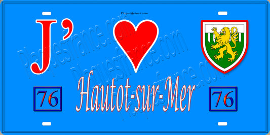 Plaque métal décorative  15x30J' ❤️ Hautot-sur-Mer, Seine Maritime (76) bleu