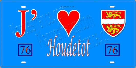 Plaque métal décorative 15X30 J' ❤️ Houdetot, Seine Maritime (76) bleu