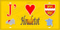 Plaque métal décorative 15X30 J' ❤️ Houdetot, Seine Maritime (76) jaune carte