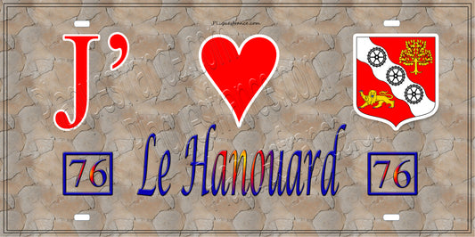 Plaque métal décorative 15X30 J' ❤️ Le Hanouard, Seine Maritime (76) antique