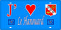 Plaque métal décorative 15X30 J' ❤️ Le Hanouard, Seine Maritime (76) bleu