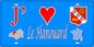 Plaque métal décorative 15X30 J' ❤️ Le Hanouard, Seine Maritime (76) bleu carte