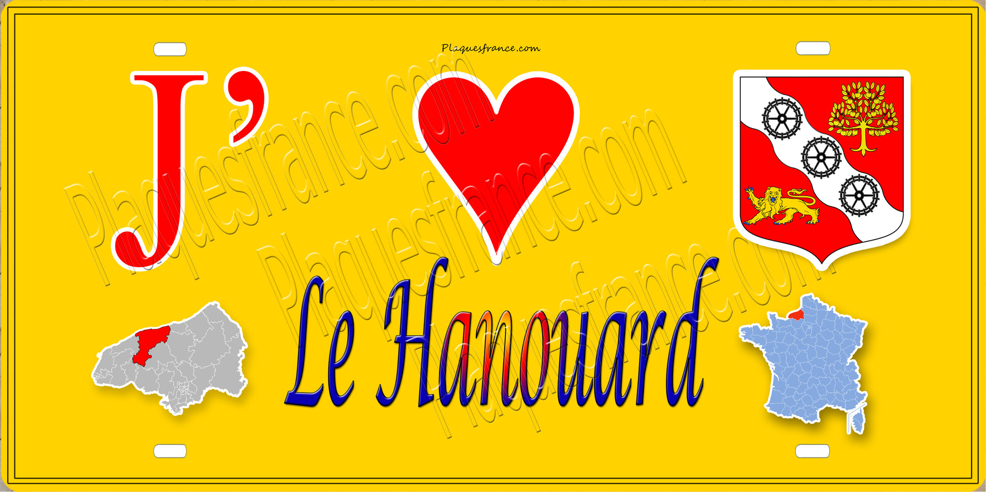 Plaque métal décorative 15X30 J' ❤️ Le Hanouard, Seine Maritime (76)