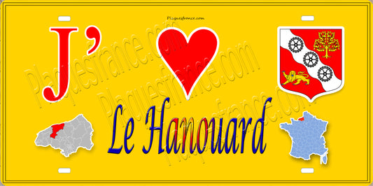 Plaque métal décorative 15X30 J' ❤️ Le Hanouard, Seine Maritime (76)