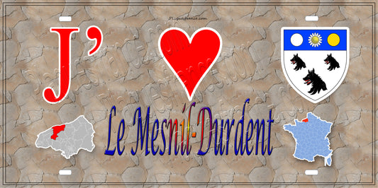 Plaque métal décorative 15X30 J' ❤️ Le Mesnil-Durdent, Seine Maritime (76) antique carte