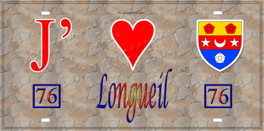 Plaque métal décorative  15x30J' ❤️ Longueil, Seine Maritime (76) antique