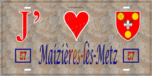 Plaque métal décorative 15 x 30 cm fond mur antique 57 J' ❤️ Maizières-lès-Metz, canton Le Sillon Mosellan Moselle 57