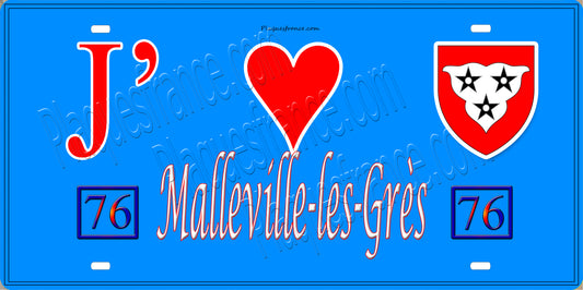 Plaque métal décorative 15X30 J' ❤️ Malleville-les-Grès, Seine Maritime (76) (Copie) bleu