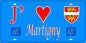 Plaque métal décorative  15x30J' ❤️ Martigny, Seine Maritime (76) bleu